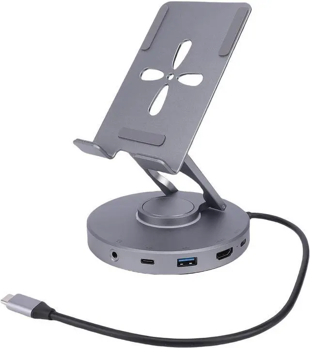 Main image of Yunseity 10 in 1 USB C Hub Stand, Rotatable Tablet Stand with Docking Station, 4K HD Multimedia 100W PD Charging for Tablets Smartphones