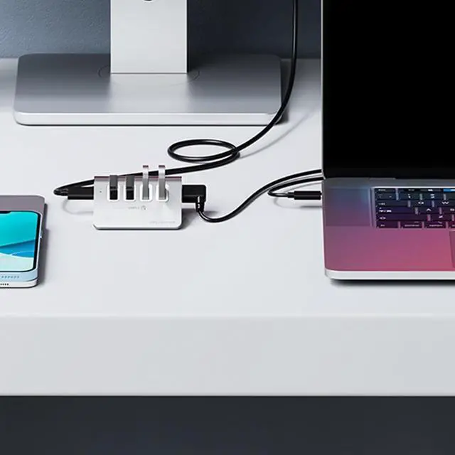 Alt view image 5 of 7 - Aluminum 4Port USB 3.2 Hubs Quick 10Gbps Transfer Speeds USB Splitter Stable Power for All Devices Laptop Accessories