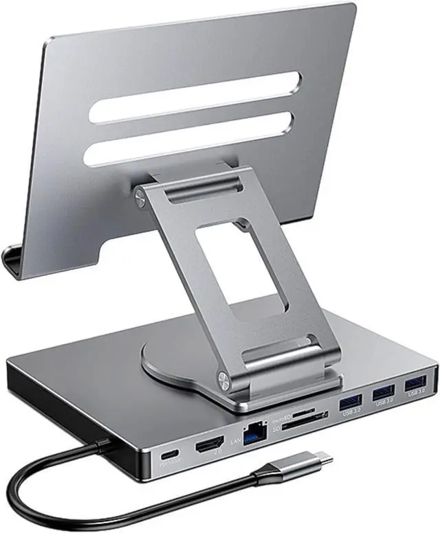 Main image of Adjustment USB C Docking Station Stand 100W Power Delivery Aluminum Bracket Ethernet 3.5mm Output Foldable Base Laptop Cooling Docking Station