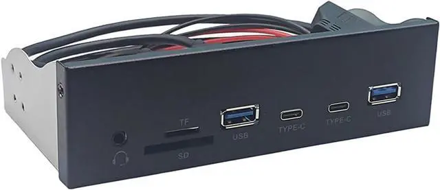 Alt view image 6 of 7 - 5.25Inch USB3.2 Gen1 Front Panel With Memory Card Slots And Double USB3.0 +Type C Port Earphone Adapter Easy Installation
