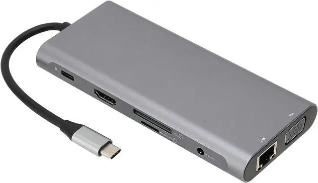 Alt view image 5 of 7 - 11 in 1 Type C Hub, USB C Docking Station with 4K, 100W PD Charging, Ethernet, 35mm. Audio, USB 3020./., Card Reader, Aluminum Alloy Multi Port Adapter for,