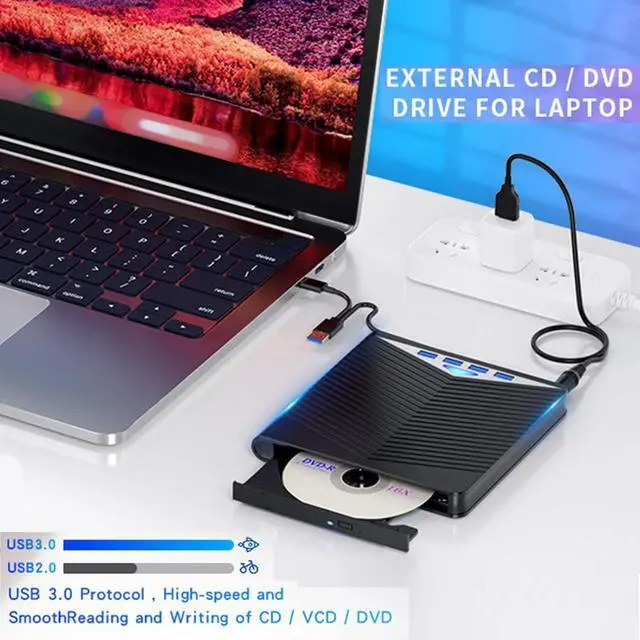Alt view image 2 of 7 - Obotsnoi 7 Port External Disc Drive Reader USB3.0 Type C HUB Stable Performances For Desktop Laptop PC Card Reader And Disc Writer