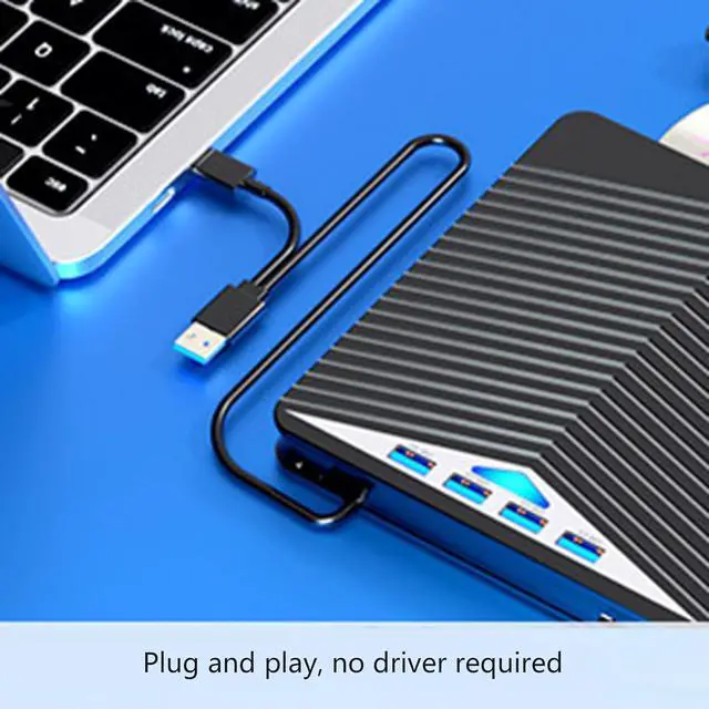 Alt view image 5 of 7 - Obotsnoi 7 Port External Disc Drive Reader USB3.0 Type C HUB Stable Performances For Desktop Laptop PC Card Reader And Disc Writer