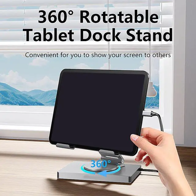 Alt view image 3 of 7 - Foldable USB C Adapter Stand with PD100W Charging 1000Mbps Ethernet Adjustment Height Heat Dissipation Aluminum Alloy Portable USB C Dock with Cooling