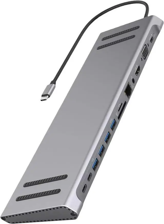 Alt view image 7 of 7 - 14 In 1 USB C Multiport Hub Wrap Top Docking Station HDMIS VGA ETHENRET USB C Port USB Extension Adapter