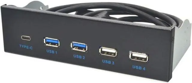 Main image of 5.25 inch Usb3.1 Gen2 Front Panel USB Hub 2 Usb3.0+2 Usb2.0+1 Port Type-C with Type-E Connector Black 513699