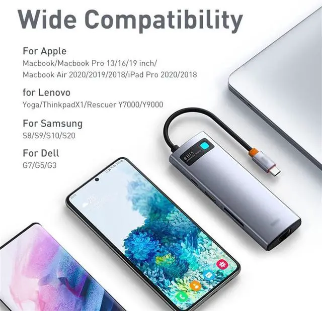 Alt view image 5 of 6 - MVUYO Type C HUB C to -Compatible RJ45 SD Reader PD 100W Charger 3.0 HUB Dock Station(D)