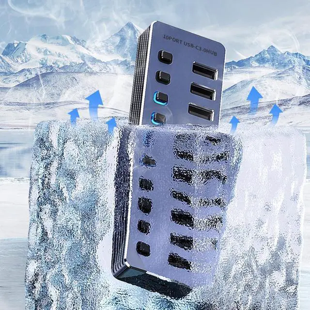 Alt view image 4 of 7 - 4/7/10 port USB 3.0 adapter with independent switch and 5Gbps for fast data transfer and charging