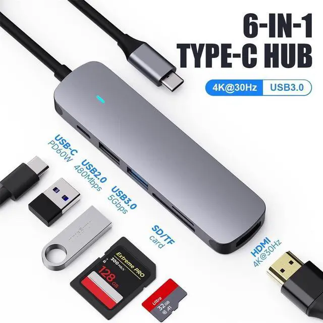 Alt view image 2 of 7 - MVUYO 3.1 Hub Type-C to Adapter 4K 3.0 2.0 Hub TF SD Reader Slot PD for Type C C Splitter(C)