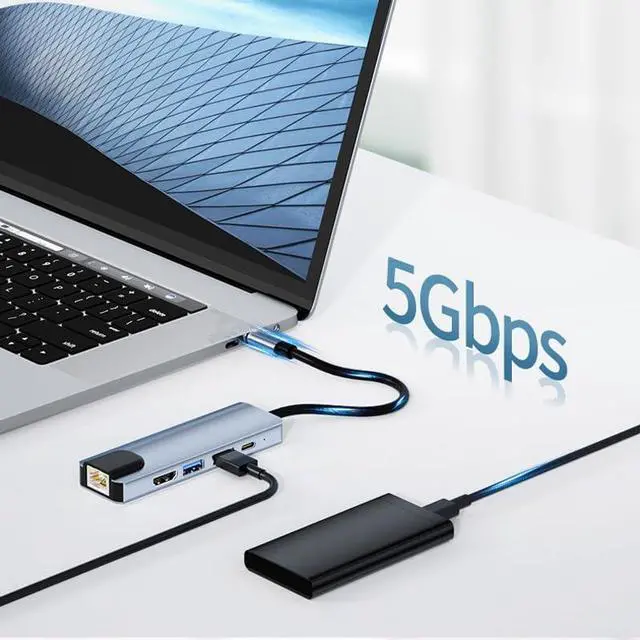 Alt view image 4 of 5 - ERTXGBA 5-in-1 3.0HUB Hub Expansion Dock