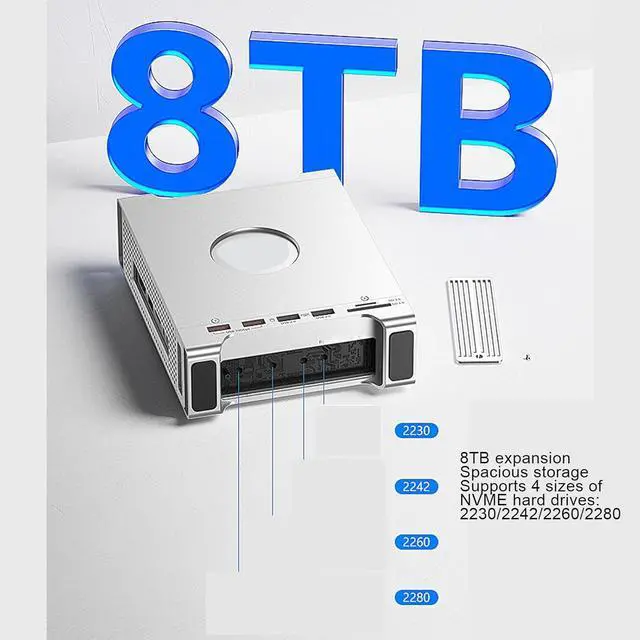 Alt view image 2 of 7 - CCYLEZ Stand Hub Fit for OS X M4 PC, 9 in 1 USB3.2 Gen2 10Gbps Fast Transfer Dock Stand, with 8TB M.2 NVMe SSD Enclosure Memory Card Reader