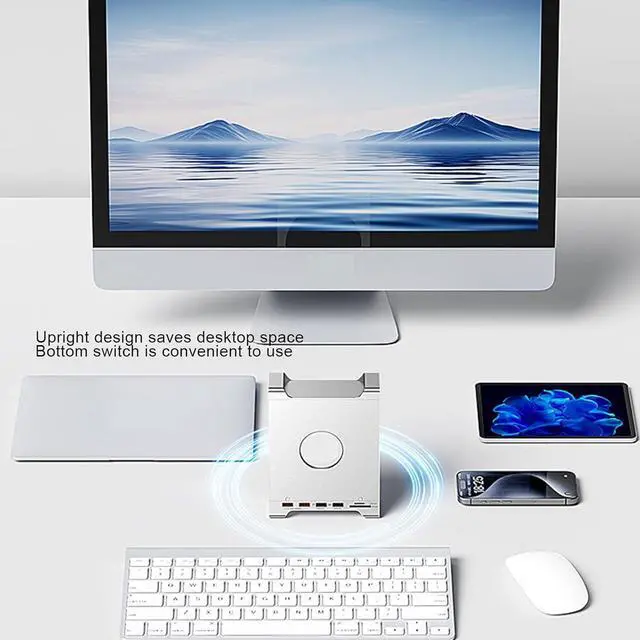 Alt view image 5 of 7 - CCYLEZ Stand Hub Fit for OS X M4 PC, 9 in 1 USB3.2 Gen2 10Gbps Fast Transfer Dock Stand, with 8TB M.2 NVMe SSD Enclosure Memory Card Reader