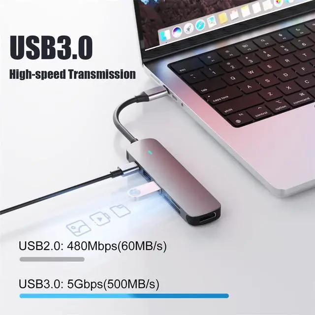 Alt view image 4 of 7 - MVUYO 3.1 Hub Type-C to Adapter 4K 3.0 2.0 Hub TF SD Reader Slot PD for Type C C Splitter(C)