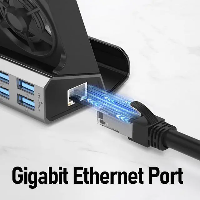 Alt view image 6 of 7 - Docking Station for Steam Deck and ROG Ally with Dual Cooling Fans, 9 in 1 USB C Hub with 4K 60Hz HDMI 2.0, Gigabit Ethernet, 6 USB Ports, 100W PD Charging for Gaming Consoles