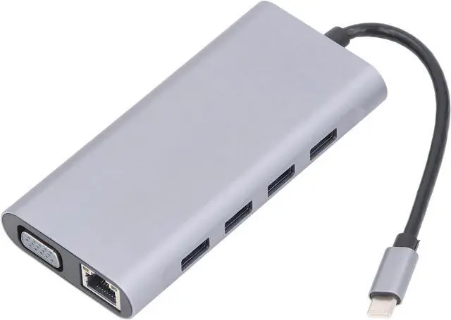 Main image of 11 in 1 USB C HUB Adapter 4 USB 3.0 Audio 1080P 60HZ VGA RJ45 1000M Ethernet 4K 30HZ Type C Docking Station for Efficient Data Transfer