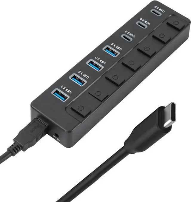 Alt view image 6 of 7 - USB C Expansion Dock 7 Port Splitter With On Off Control 5Gbps Fast Data Transfer Adapter For Computer Accessories USB C Splitter For Hard Drive And Keyboards
