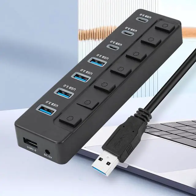 Alt view image 5 of 7 - USB C Expansion Dock 7 Port Splitter With On Off Control 5Gbps Fast Data Transfer Adapter For Computer Accessories USB C Splitter For Hard Drive And Keyboards