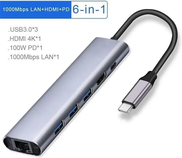 Alt view image 2 of 7 - ERTXGBA C HUB Type C 3.1 to 4k RJ45 LAN Ethernet USB3.0 Adapter Dock for Air Pro PC Accessories(C)