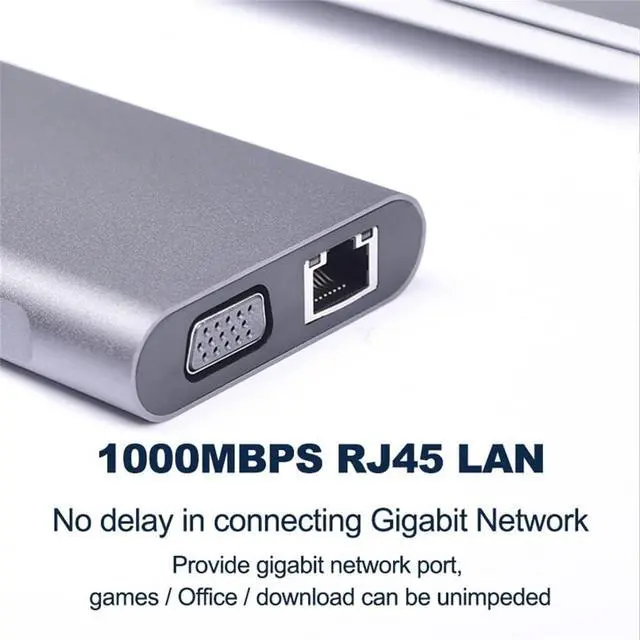 Alt view image 5 of 7 - ERTXGBA C HUB Type C 3.1 to 4k RJ45 LAN Ethernet USB3.0 Adapter Dock for Air Pro PC Accessories(C)