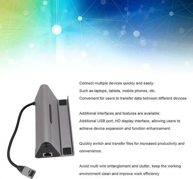 Alt view image 6 of 7 - Laptop Hub, 7-in-1 Docking Station, PD HD Display Interface, USB3.0x2, Storage Card, RJ45 1000Mbps for Laptop