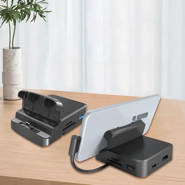 Alt view image 3 of 7 - Universal USB C Hub USB C Extension Dock Phone Stand Feature for Fast Data Transfer and Charging Efficiency