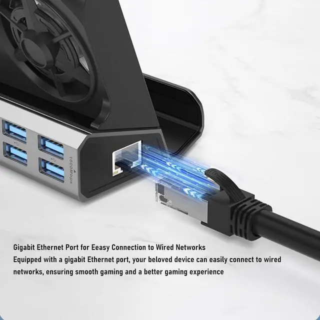 Alt view image 7 of 7 - Goshyda 10 in 1 Game Console Docking Station with Double Cooling Fans & PD 100W, 4K & Gigabit Ethernet for Legion Go S etc, USB 3.0/2.0 & SD TF for Gaming Hub