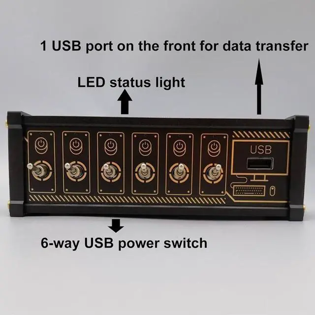 Alt view image 2 of 7 - 6 Ports USB C Splitter, 9 USB Convenient Input Ports, 6 Port USB Docking Station, with Voice Control Function, Data Transmission, for Phones, Tablets and Gadgets