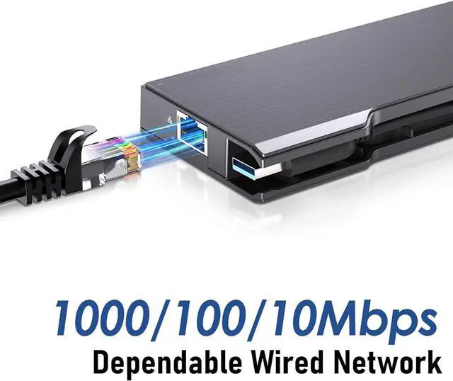 Alt view image 6 of 7 - USB C Hub 9 in 1 Dual Display Docking Station, Laptop Multiport Adapter with RJ45 VGA Port, 4K HD Multimedia Interface, Ethernet, 2 x USB3.0, for, OS X