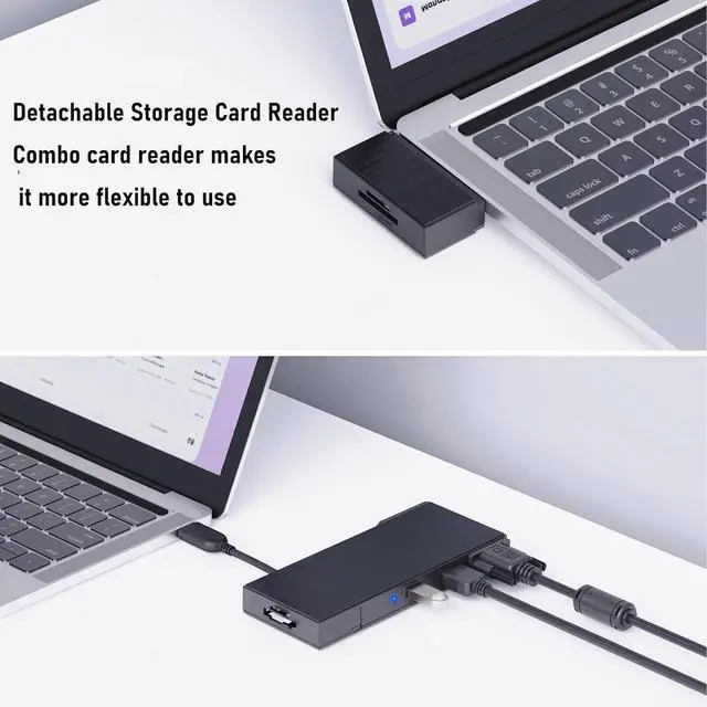 Alt view image 5 of 7 - USB C Hub, 9 in 1 Multiport Adapter, Dual Display USB3.0 Docking Station Laptop Multiport Adapter with RJ45 HD Multimedia Interface VGA Port for Wins OS X