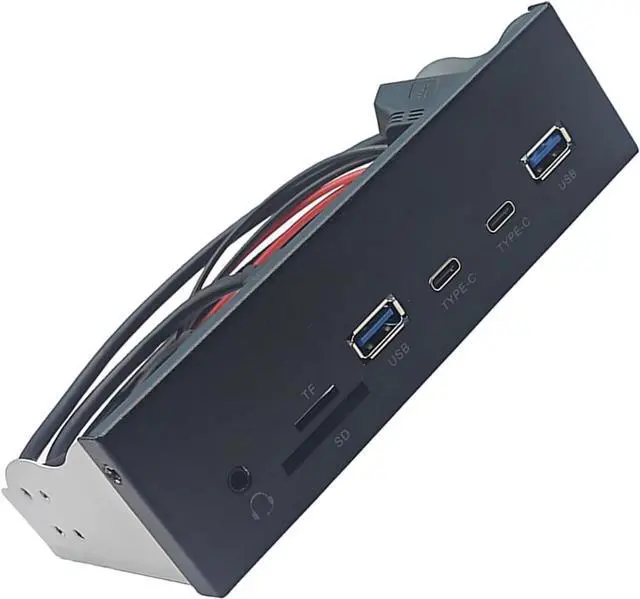 Alt view image 7 of 7 - 5.25Inch USB3.2 Gen1 Front Panel With Memory Card Slots And Double USB3.0 +Type C Port Earphone Adapter Easy Installation