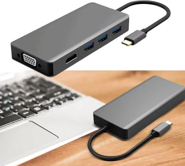 Alt view image 2 of 7 - Multiports USB C Hubs USB C Adapter Type C to Video VGA Adapter USB3.1 to Video+VGA Converters for Data Transfer