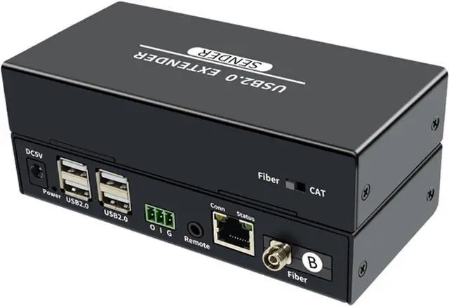 Main image of Video Accessories 4 Port USB HUB Extender USB 2.0 100M Extender Over via CAT6 Single FC Fiber Optical to 20Km Support Webcam Camera Printer Home use