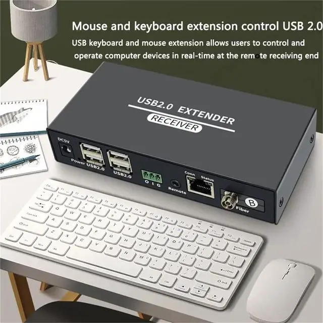 Alt view image 2 of 6 - Video Accessories 4 Port USB HUB Extender USB 2.0 100M Extender Over via CAT6 Single FC Fiber Optical to 20Km Support Webcam Camera Printer Home use