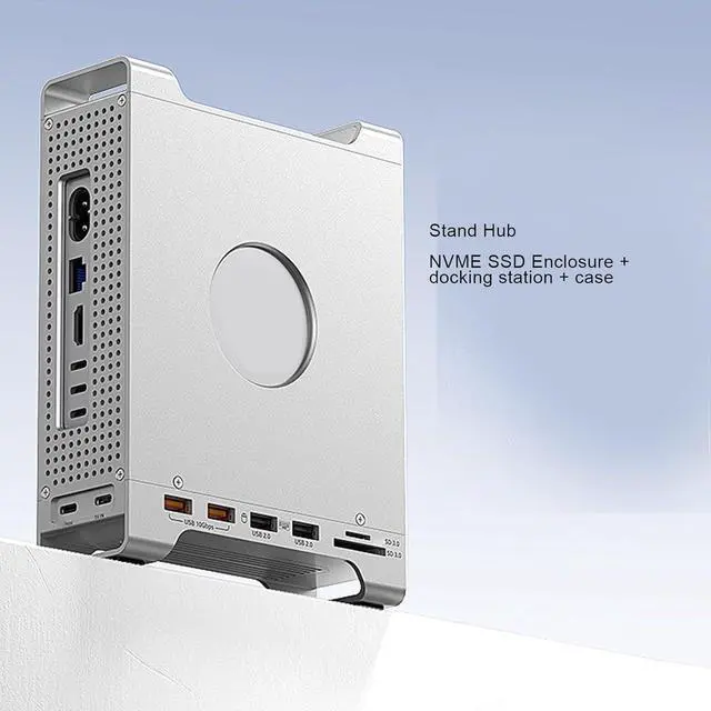 Alt view image 6 of 7 - CCYLEZ Stand Hub Fit for OS X M4 PC, 9 in 1 USB3.2 Gen2 10Gbps Fast Transfer Dock Stand, with 8TB M.2 NVMe SSD Enclosure Memory Card Reader