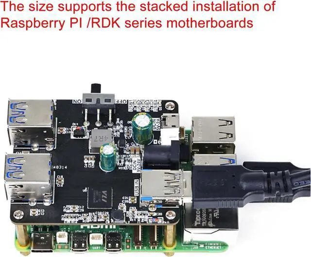 Alt view image 5 of 5 - Treedix USB 3.0 HUB Breakout Board USB 3.0 Hub 4-Port Splitter with 5V/24V Dual Power - Compatible with Raspberry Pi/Jetson/Robot, Plug & Play for Camera, Keyboard
