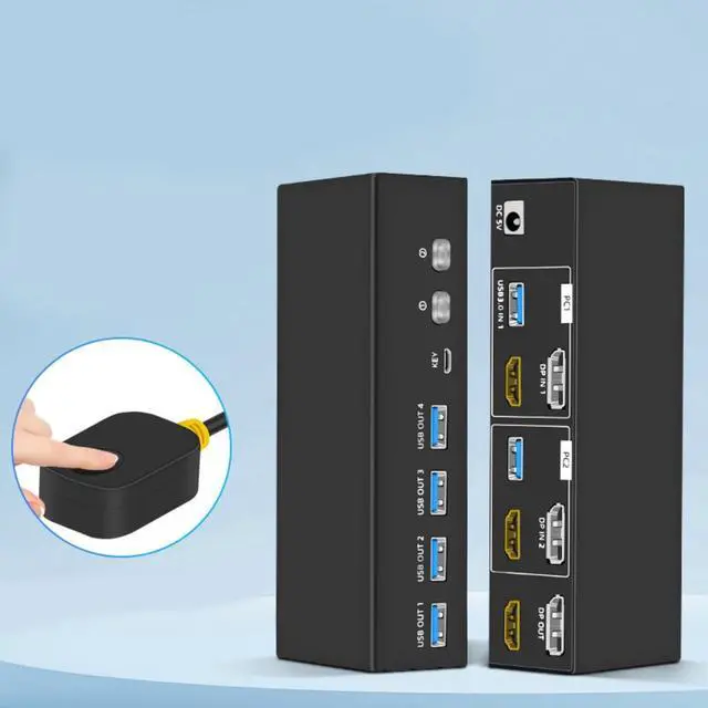 Alt view image 3 of 7 - 8K 2 Computers Double Monitors Switcher 2 Port 60Hz USB3.0 KVM Switcher Displayport Selectors Switcher for Computer