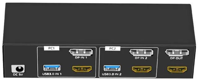 Alt view image 2 of 7 - 8K 2 Computers Double Monitors Switcher 2 Port 60Hz USB3.0 KVM Switcher Displayport Selectors Switcher for Computer