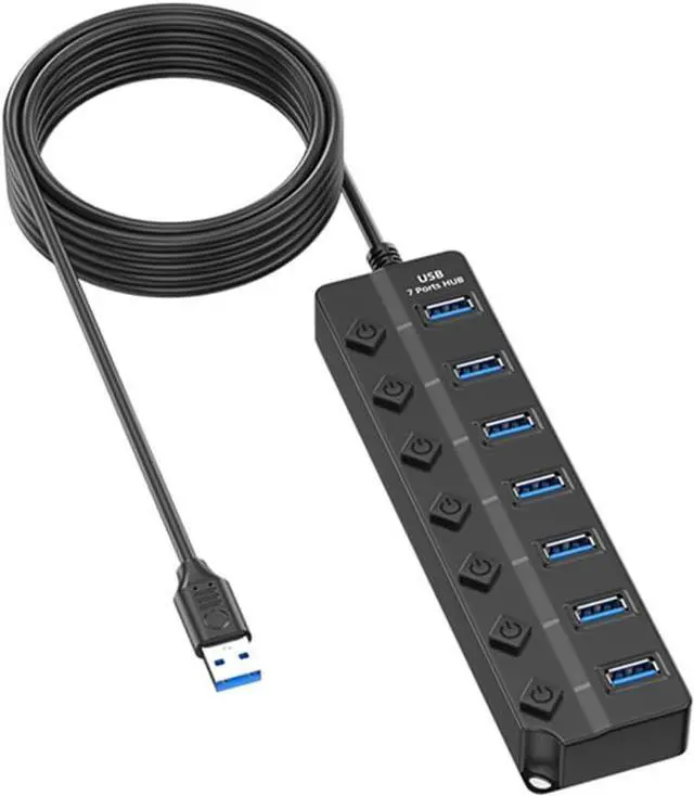 Main image of Speed 7/4 Port USB 2.0 Hubs with Dedicated Switches Indicators Lights for Easy Expansion Easy to Use Multiports Adapter