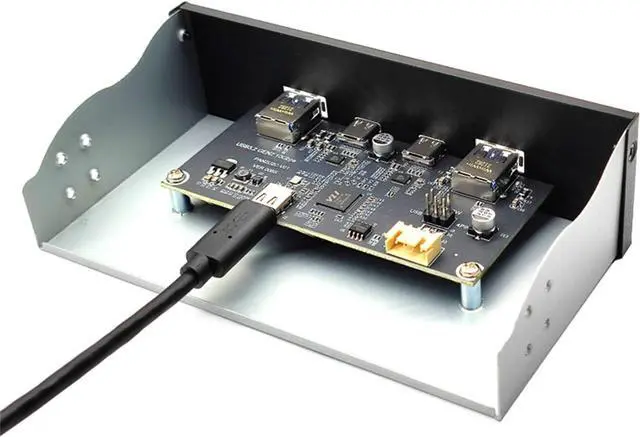 Alt view image 7 of 7 - Rooyar USB3.2 Type-C Optical 10Gbps Panel Front Panel Hub VILVL822Q7 Main Control Metal Construction Long-Term Use