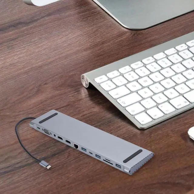 Alt view image 3 of 7 - Multiports USB C Docking Station Adapter with Fast Charging RJ45 100/10Mbps Port Card Readers for Laptops