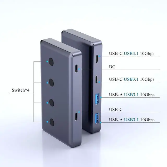 Alt view image 3 of 7 - Portable USB 3.1 Hubs Highly Speed USB Splitter USB Expansion Dock With Individual Power Button For Office And Gaming