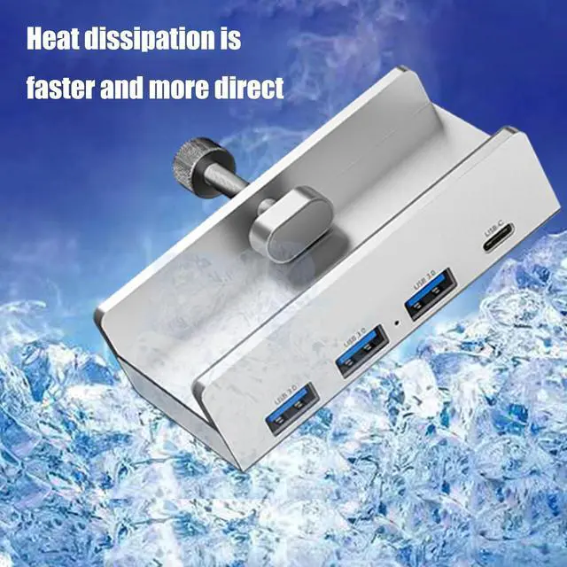 Alt view image 3 of 7 - 4 in 1 Clip Docking Station 5GBPS USB 3.0 Concentrator Adapter Aluminum Alloy External Multiport Type C USB Splitter