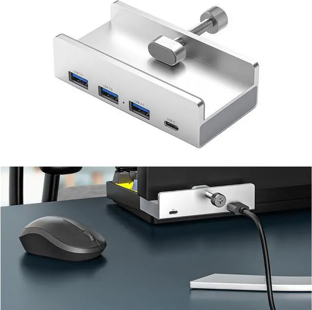 Alt view image 2 of 7 - 4 in 1 Clip Docking Station 5GBPS USB 3.0 Concentrator Adapter Aluminum Alloy External Multiport Type C USB Splitter