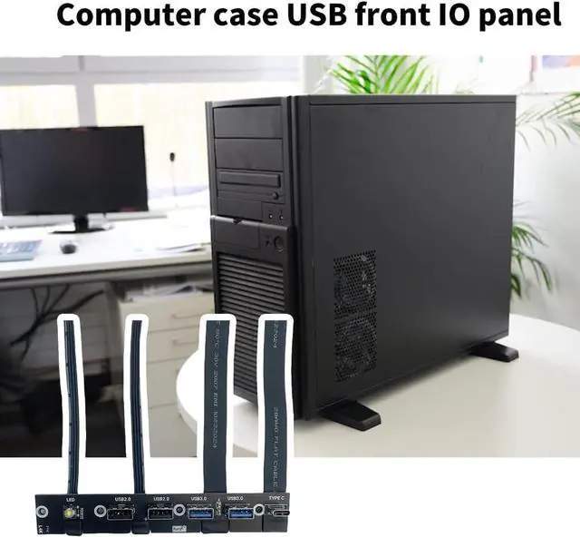 Alt view image 4 of 7 - Desktop Chassis Front Panel 2 Port USB 3.0 + 2 Port USB 2.0 + 1 Port Type C Port LED