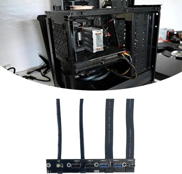 Alt view image 5 of 7 - Desktop Chassis Front Panel 2 Port USB 3.0 + 2 Port USB 2.0 + 1 Port Type C Port LED