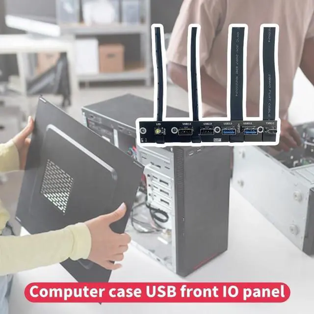 Alt view image 6 of 7 - Desktop Chassis Front Panel 2 Port USB 3.0 + 2 Port USB 2.0 + 1 Port Type C Port LED