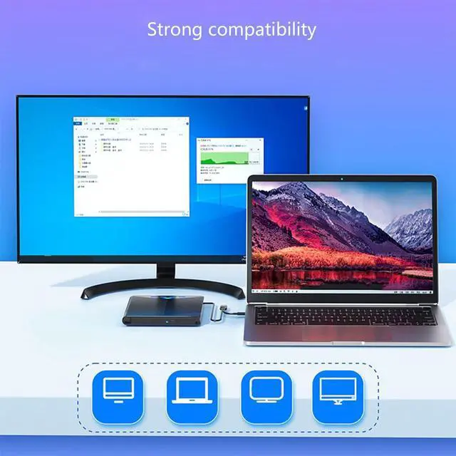 Alt view image 4 of 7 - Obotsnoi 7 Port External Disc Drive Reader USB3.0 Type C HUB Stable Performances For Desktop Laptop PC Card Reader And Disc Writer