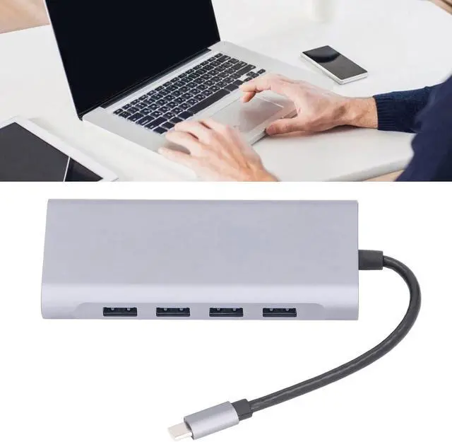 Alt view image 2 of 7 - 11 in 1 USB C HUB Adapter 4 USB 3.0 Audio 1080P 60HZ VGA RJ45 1000M Ethernet 4K 30HZ Type C Docking Station for Efficient Data Transfer