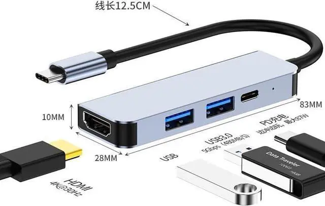 Alt view image 3 of 5 - ERTXGBA Four in Type-C 4K PD Fast Charging Notebook Converter Hub