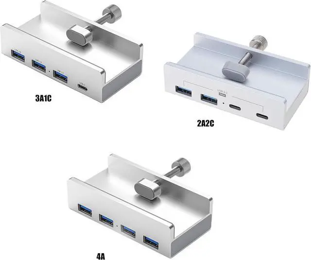Alt view image 7 of 7 - 4 in 1 Clip Docking Station 5GBPS USB 3.0 Concentrator Adapter Aluminum Alloy External Multiport Type C USB Splitter